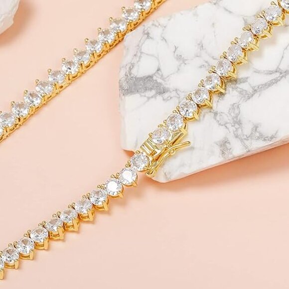 Neiman Marcus Haven 18k Gold Plated CZ Tennis Necklace - Picture 5 of 5